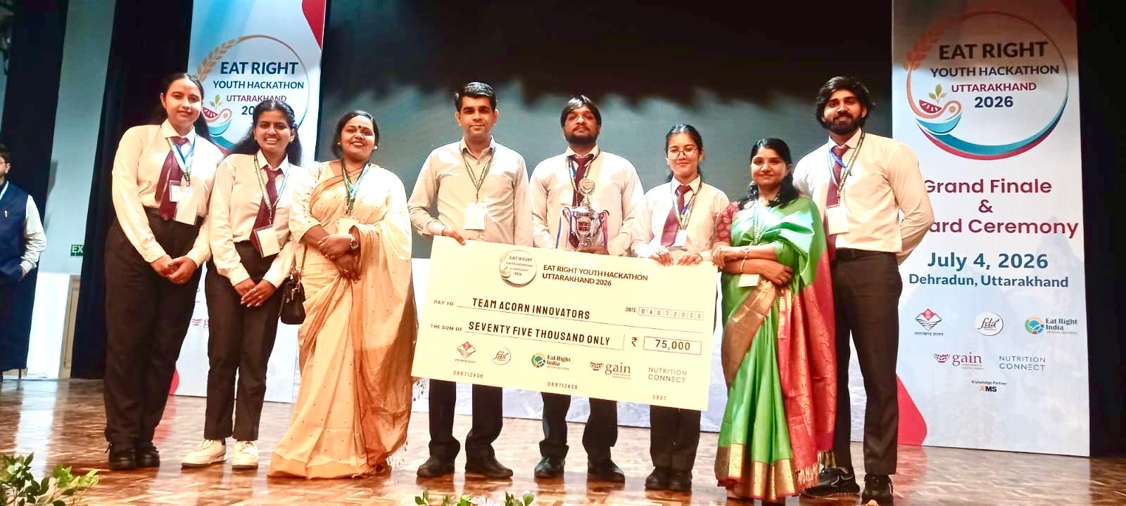 University Team recived Eat right youth hackathon award 2026